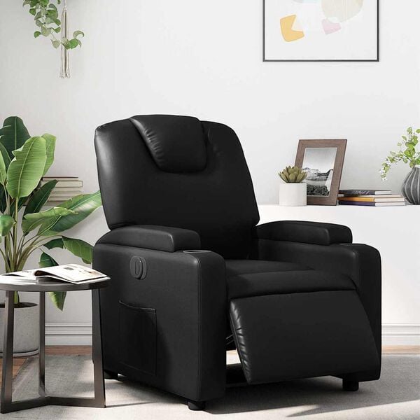 vidaXL Electric Recliner Chair Black Faux Leather
