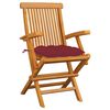 vidaXL Patio Chair Set of 3 Wine Red Teak Wood, Polyester Standard