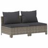 vidaXL 2-seater Garden Sofa Grey Poly rattan, powder-coated steel, polyester