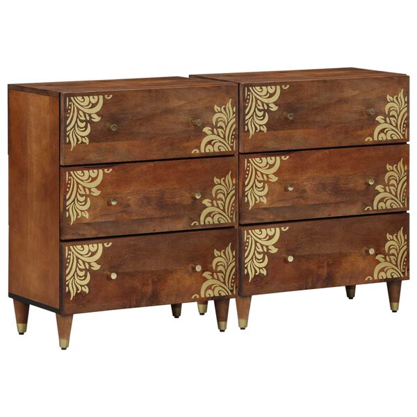 vidaXL Sideboard with Shelf 2 pcs Honey brown 23.62 x 12.99 x 29.53 in