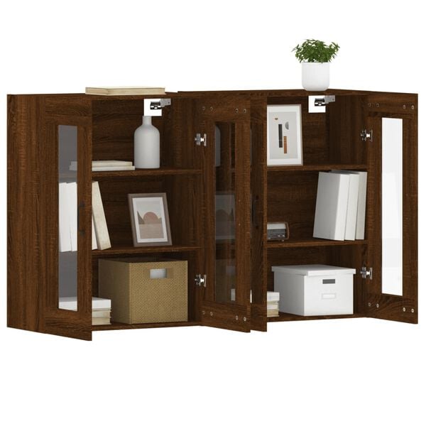 vidaXL Wall Mounted Cabinet Set of 2 Brown oak