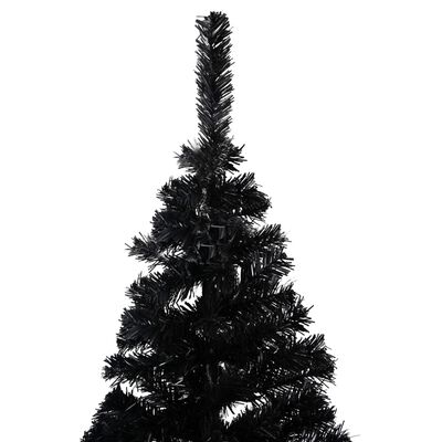 vidaXL Artificial Christmas Tree with LEDs&Stand Black 59.1" PVC