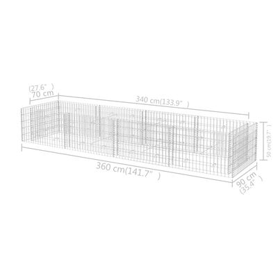 vidaXL Gabion Raised Bed Steel 141.7"x35.4"x19.7"