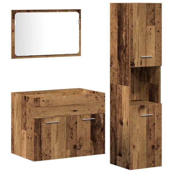 vidaXL Bathroom Furniture Set 3 pcs Old Wood 23.6" x 15.2" x 18.1