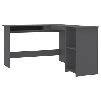 vidaXL L-Shaped Corner Desk Gray 47.2"x55.1"x29.5" Chipboard
