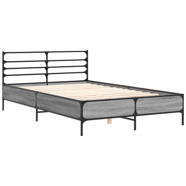 vidaXL Bed Frame Gray Sonoma Engineered wood, metal, plywood