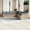 vidaXL Garden Sofa Set Beige Poly Rattan Large Adjustable Feet