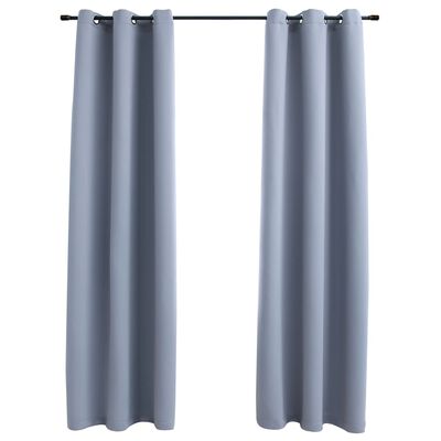 vidaXL Blackout Curtains with Rings 2 pcs Gray 37"x95" Fabric