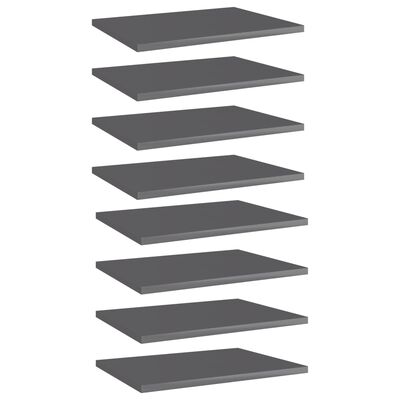 vidaXL Bookshelf Boards 8 pcs High Gloss Gray 15.7"x11.8"x0.6" Chipboard