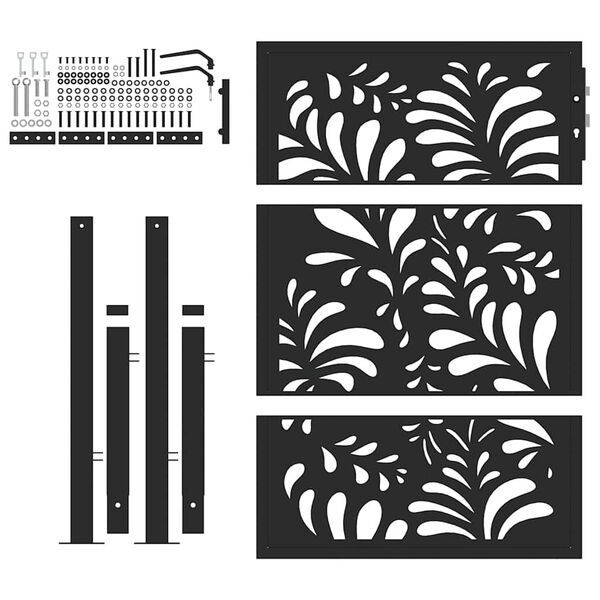 vidaXL Garden Gate Black 39.4x49.2" Steel Wave  Design