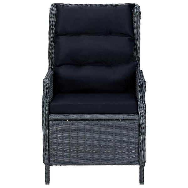 vidaXL Garden Chair Dark Grey Round PE Rattan, Powder-Coated Steel