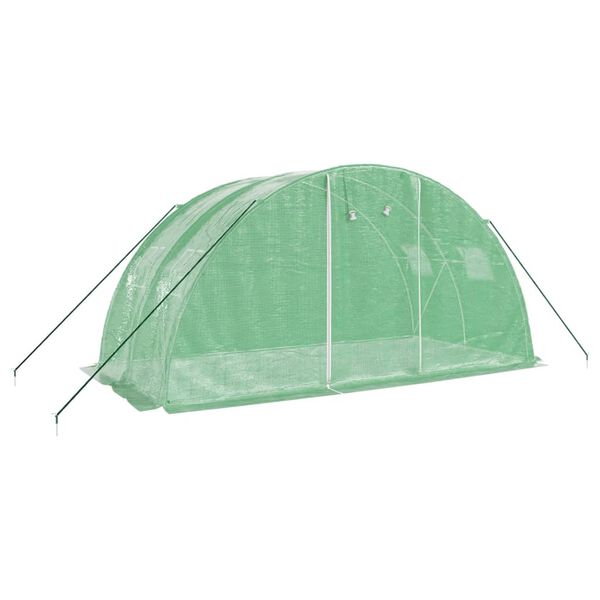 vidaXL Greenhouse Green Polyethylene, galvanized steel Large