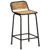vidaXL Bar Stool Set of 4 Brown and Black Solid Rough Mango Wood and Iron