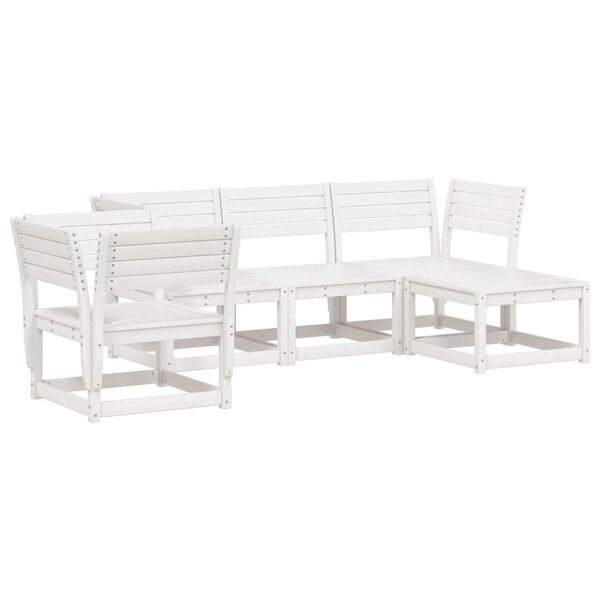 vidaXL Garden Lounge Set White Solid Pine Wood 5 Piece Set Modular