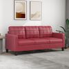 vidaXL 3-seater Sofa Wine Red Faux leather, metal, textilene, foam