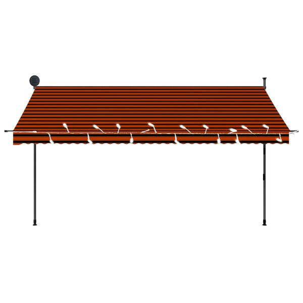 vidaXL Retractable Awning Orange and Brown Polyester with PU coating, Steel
