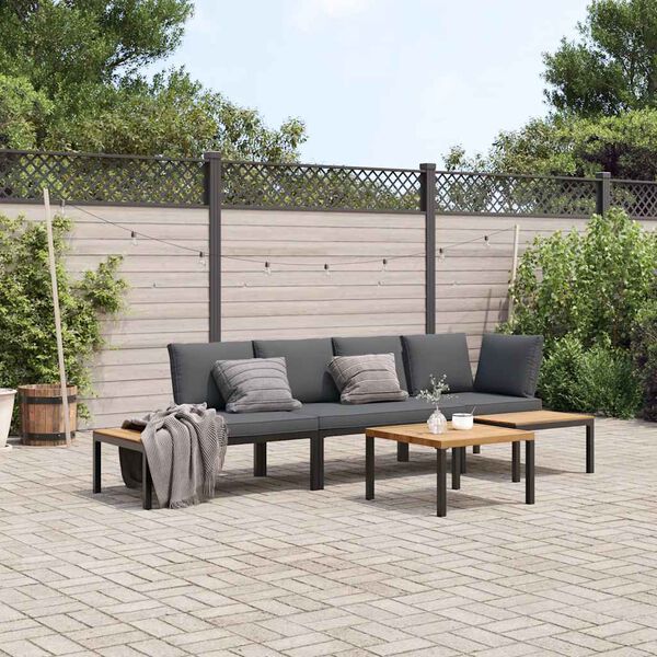 vidaXL Garden Sofa Set Black, Brown, Anthracite