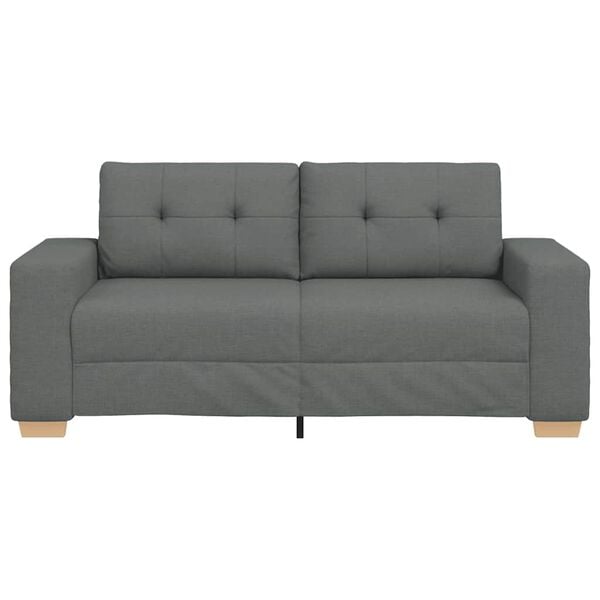 vidaXL Loveseat Sofa Dark Grey Polyester Fabric, Plywood, Steel, Plastic