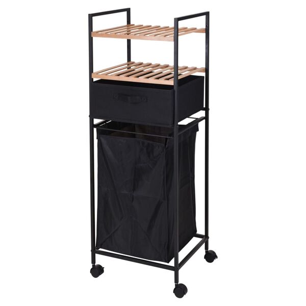 Bathroom Solutions Storage Rack Bamboo and black Bamboo, polyester, metal