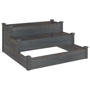 vidaXL Garden Raised Bed Grey Solid Fir Wood Medium Garden Raised Bed