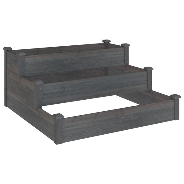 vidaXL Garden Raised Bed Grey Solid Fir Wood Medium Garden Raised Bed
