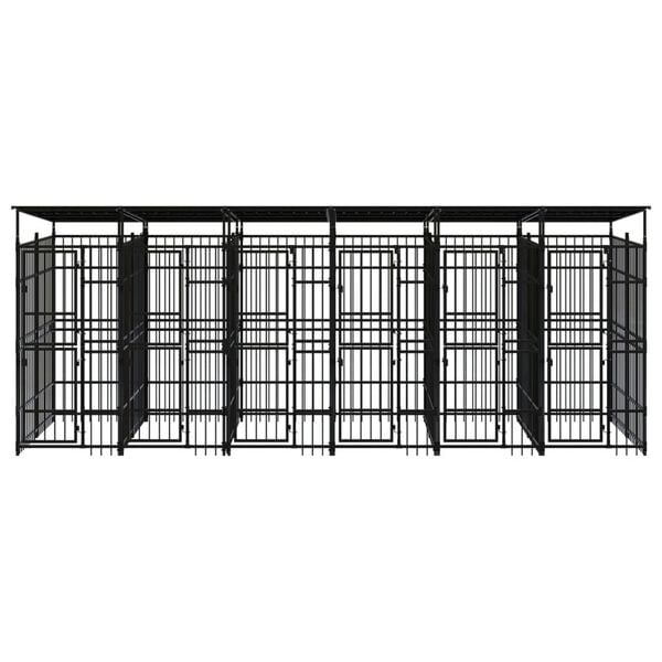 vidaXL Dog Kennel Black Powder-coated Steel Large Durable Dog Kennel