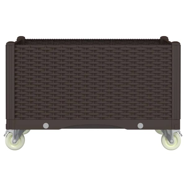 vidaXL Garden Planter with Wheels Brown 31.5"x19.7"x21.3" PP