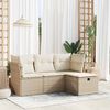 vidaXL Garden Sofa Set Beige PE rattan, powder-coated steel, 100% polyester