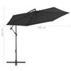 vidaXL Cantilever Garden Parasol Black Polyester, Metal 118.1 in diameter
