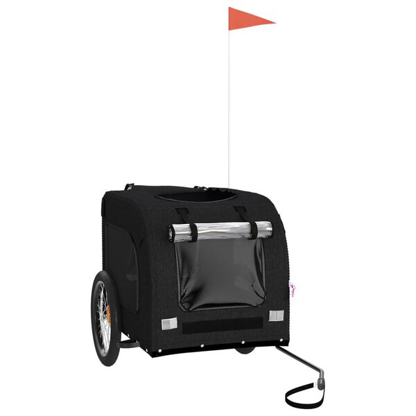 vidaXL Pet Bike Trailer Black Oxford Fabric, Iron Compact Durable