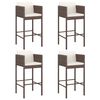 vidaXL Bar Stool Set of 4 Brown Poly Rattan Counter Height Lightweight