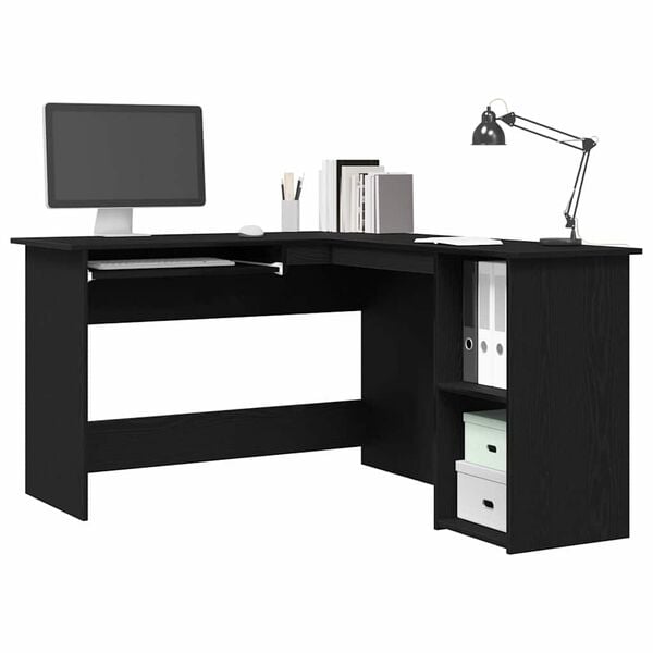 vidaXL Corner Desk Black Oak 47.24 x 55.12 x 29.53 in Engineered Wood