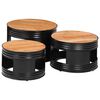 vidaXL Outdoor Bar Table Set of 3 Natural wood, Black
