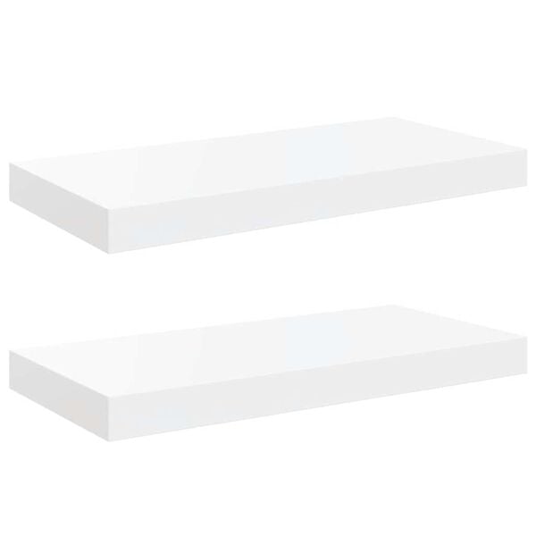 vidaXL Wall Shelf Set of 2 High gloss white Honeycomb MDF, metal