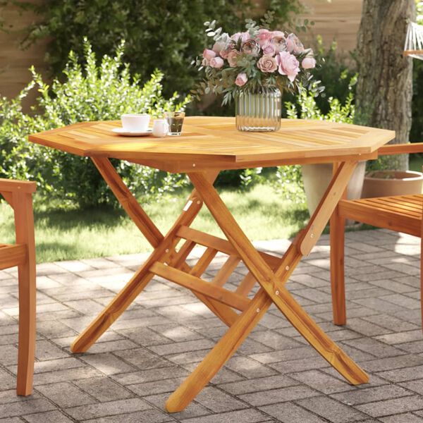 vidaXL Garden Table Brown Solid acacia wood Ø43.3 x 29.5 in Foldable