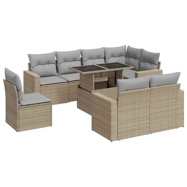 vidaXL Garden Sofa Set Beige, Light Grey