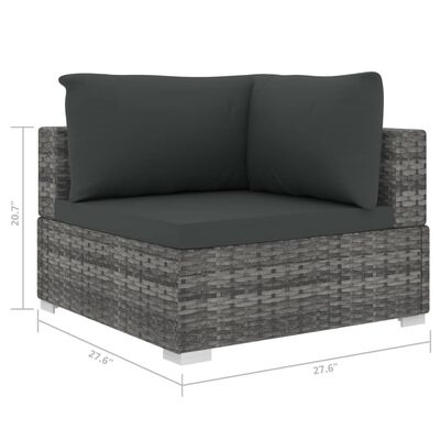 vidaXL 12 Piece Patio Lounge Set with Cushions Poly Rattan Gray