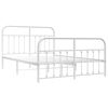 vidaXL Bed Frame White Steel 59 x 79 in Durable Bed Frame