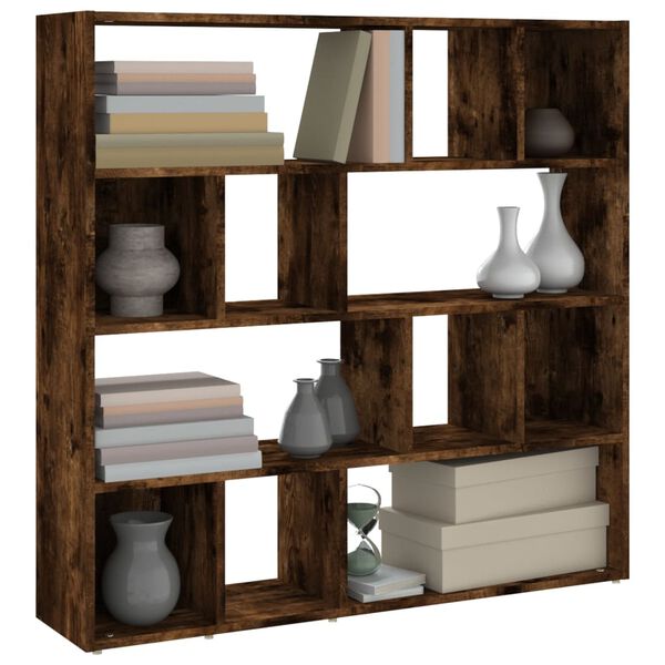 vidaXL Book Cabinet/Room Divider Smoked Oak 41.3"x9.4"x40.2"