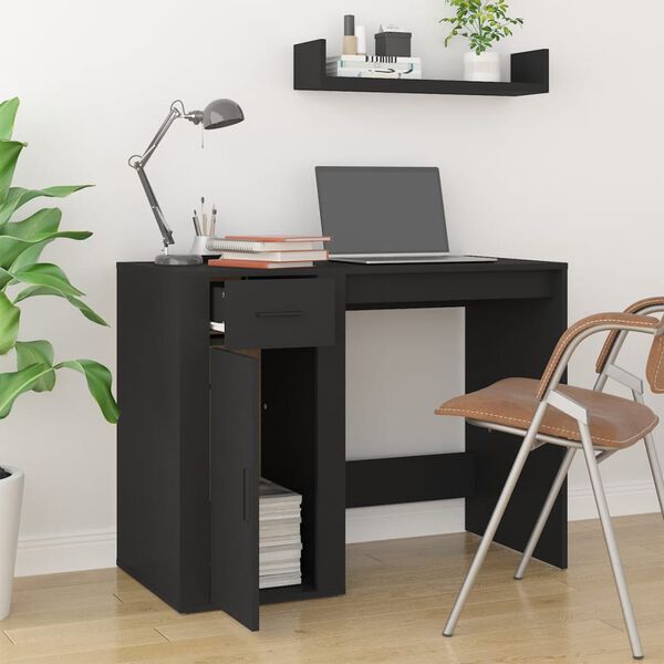 vidaXL Desk Black Engineered Wood 39.4 x 19.3 x 29.5 in Desk