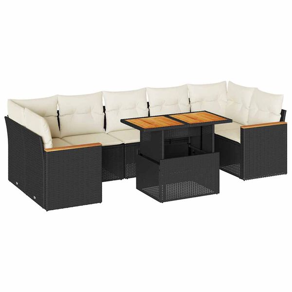 vidaXL Garden Sofa Set Black, Cream White