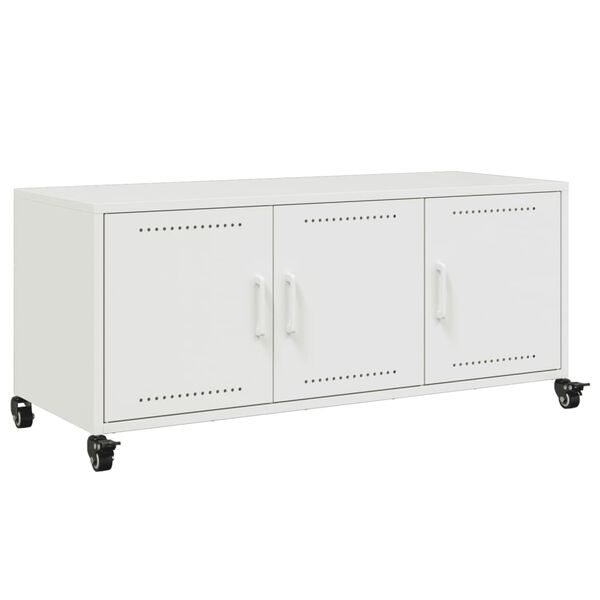 vidaXL TV Cabinet White Cold-rolled Steel Medium TV Cabinet