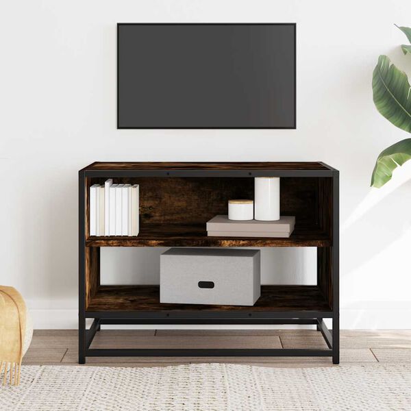 vidaXL TV Cabinet Smoked oak Engineered wood and metal Medium TV Cabinet