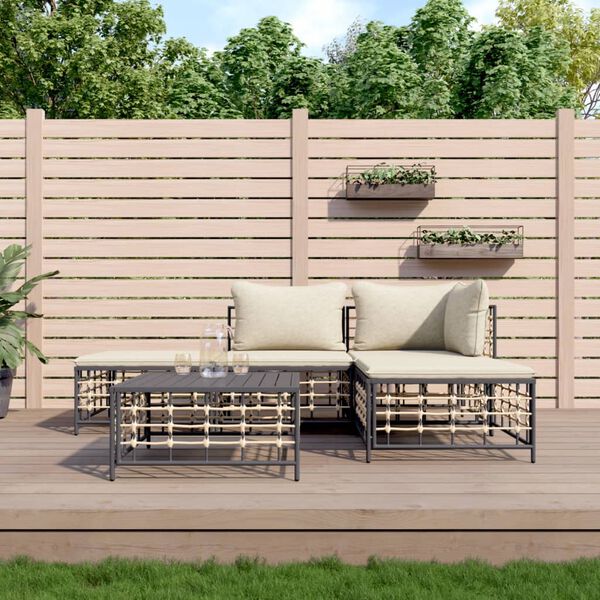 vidaXL Garden Lounge Set Anthracite, Beige