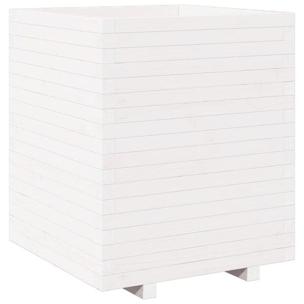 vidaXL Garden Planter White Solid pine wood Medium Decorative Inlays