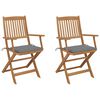 vidaXL Garden Chair Set of 2 Acacia wood with gray cushion