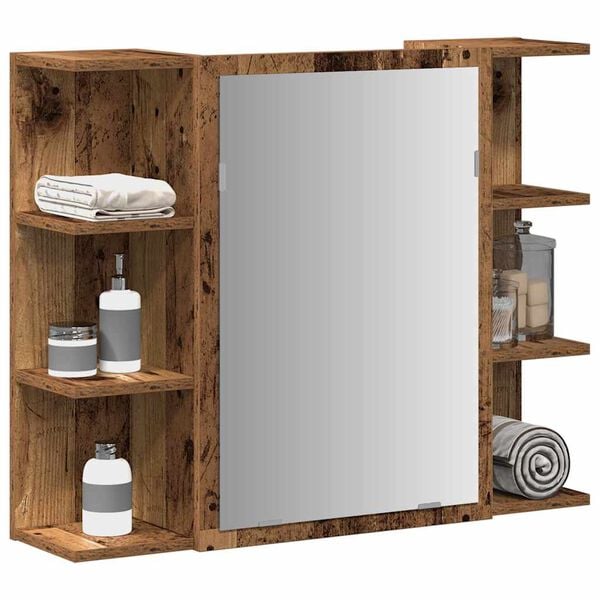 vidaXL Mirror Cabinet Old wood Engineered wood, acrylic