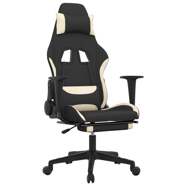 vidaXL Gaming Chair Black and Cream Polyester Gaming Chair Rectangular