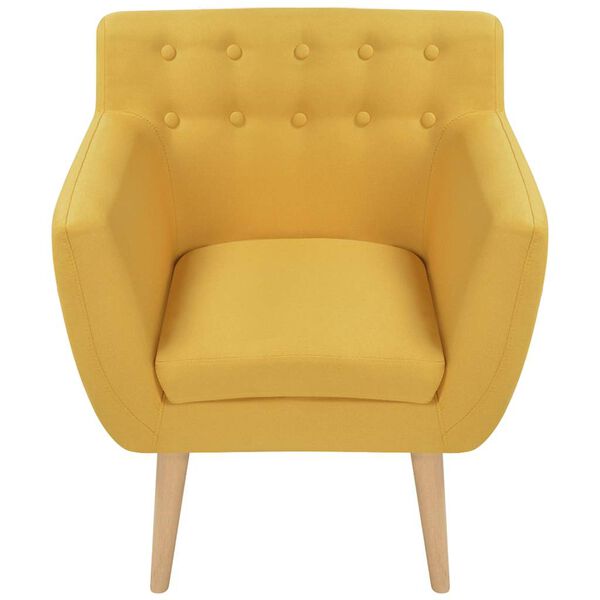 vidaXL Armchair Yellow 100% Polyester, Wood Standard Durable Armchair