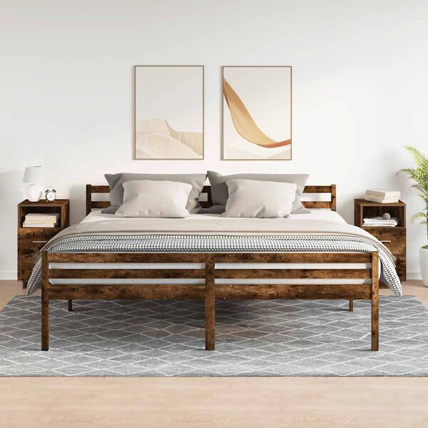 vidaXL Bedside Cabinet Set of 2 Smoked oak Engineered wood